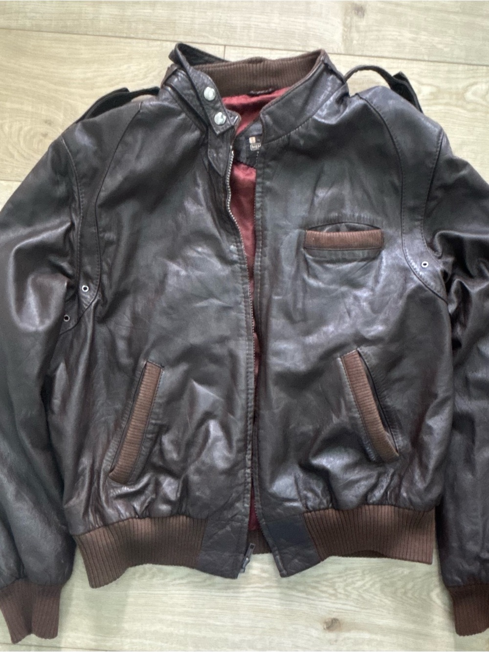 Vintage Member’s Only Men's Brown Leather Bomber Jacket Flight Jacket
